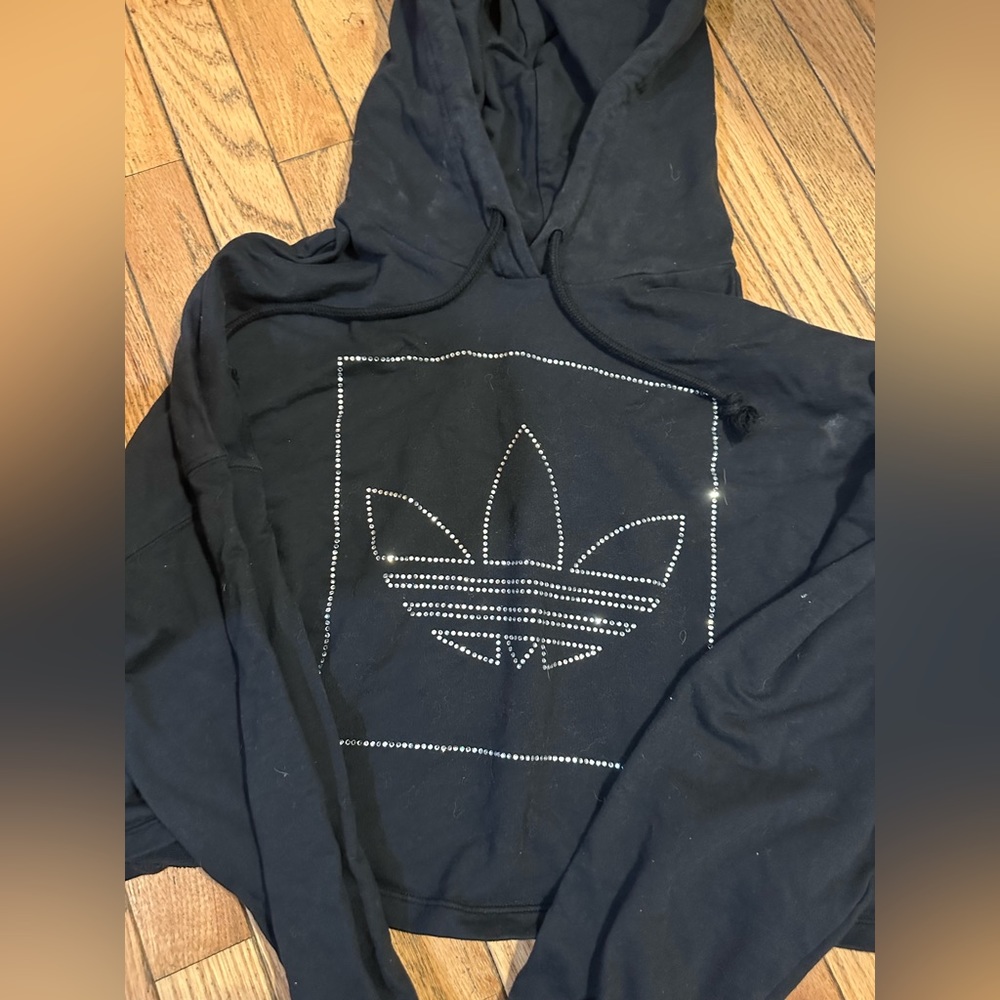 Adidas Rhinestone Crop Hoodie